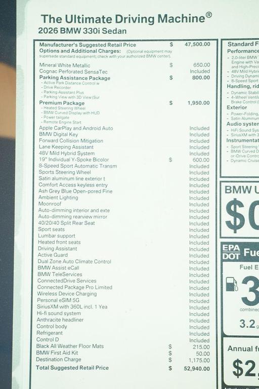 new 2026 BMW 330 car, priced at $52,940