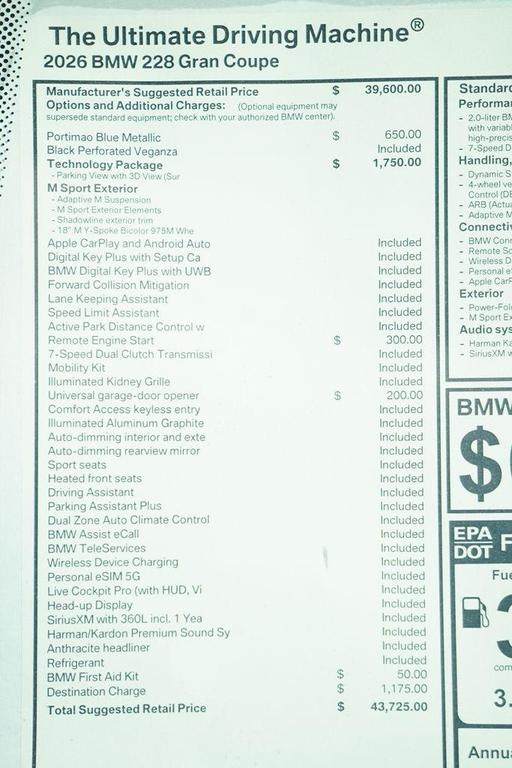 new 2026 BMW 228 Gran Coupe car, priced at $43,725