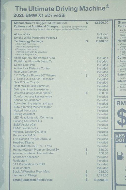 new 2026 BMW X1 car, priced at $48,690