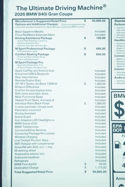 new 2026 BMW 840 car, priced at $95,805