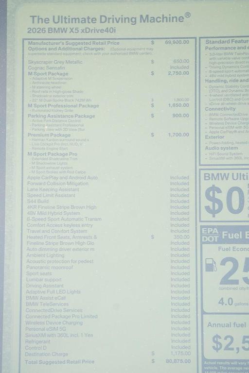 new 2026 BMW X5 car, priced at $80,875