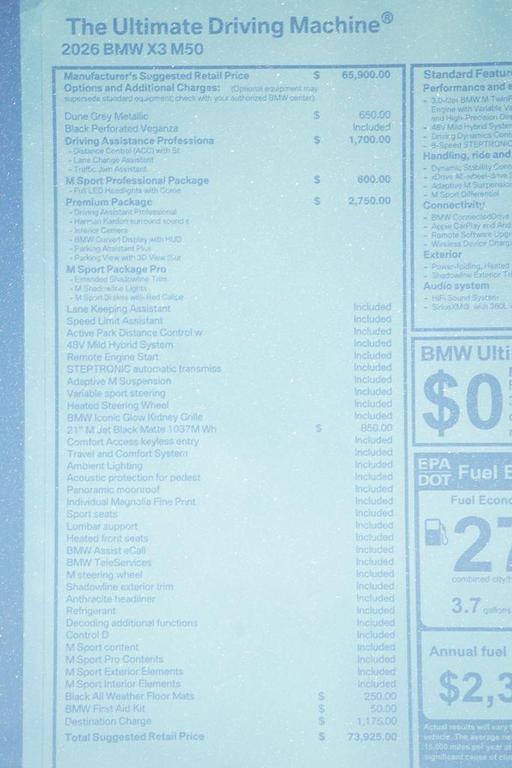 new 2026 BMW X3 car, priced at $73,925