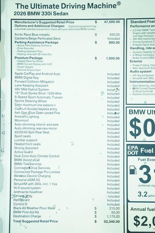 new 2026 BMW 330 car, priced at $52,340