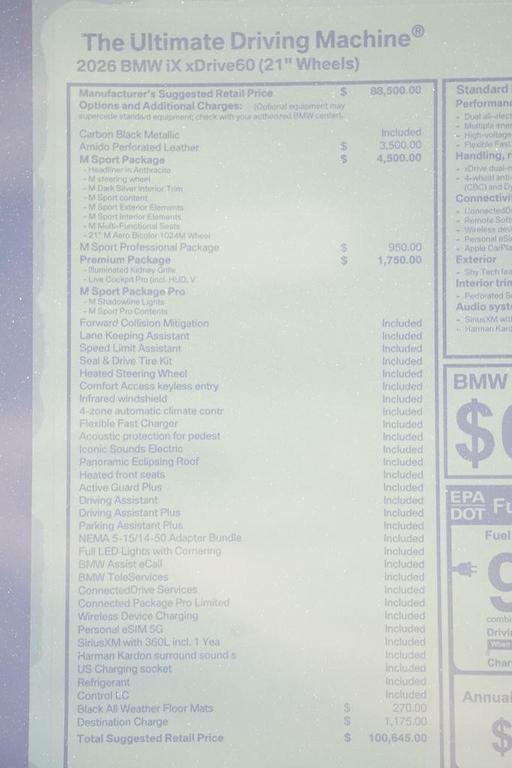 new 2026 BMW iX car, priced at $100,645