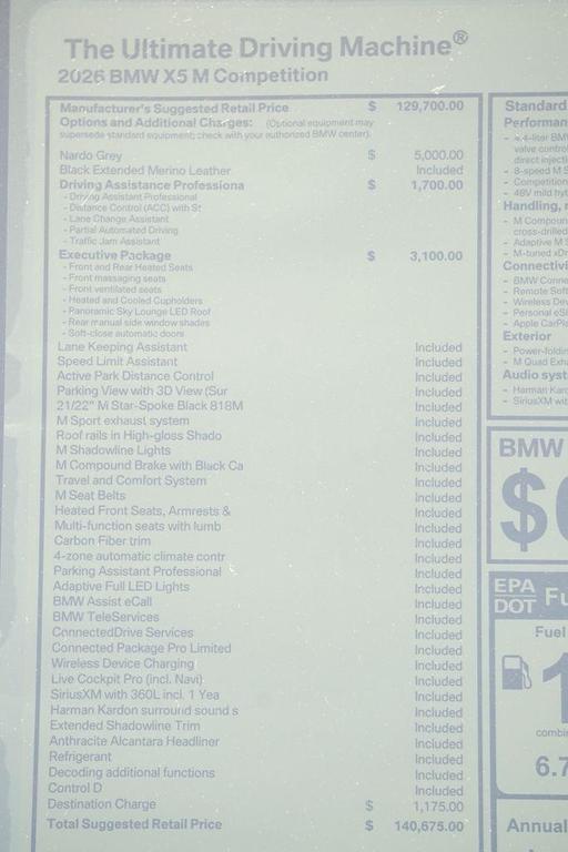 new 2026 BMW X5 M car, priced at $140,675