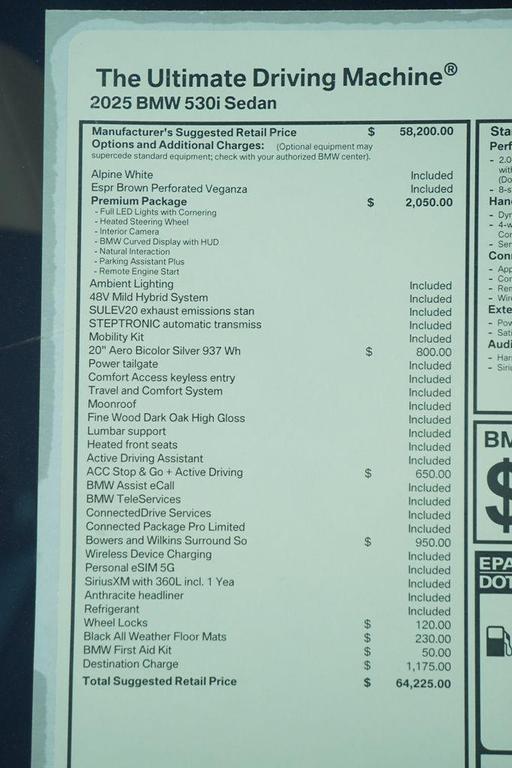 used 2025 BMW 530 car, priced at $54,425