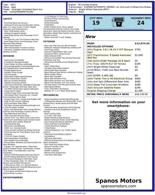 used 2021 Jeep Wrangler Unlimited car, priced at $25,950