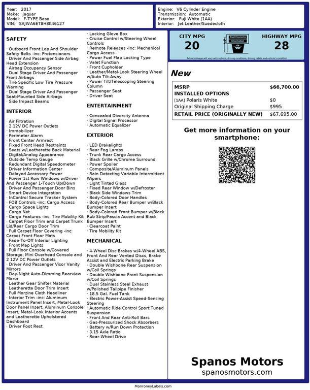 used 2017 Jaguar F-TYPE car, priced at $25,950