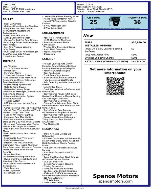 used 2018 Volvo S60 Inscription car, priced at $15,950