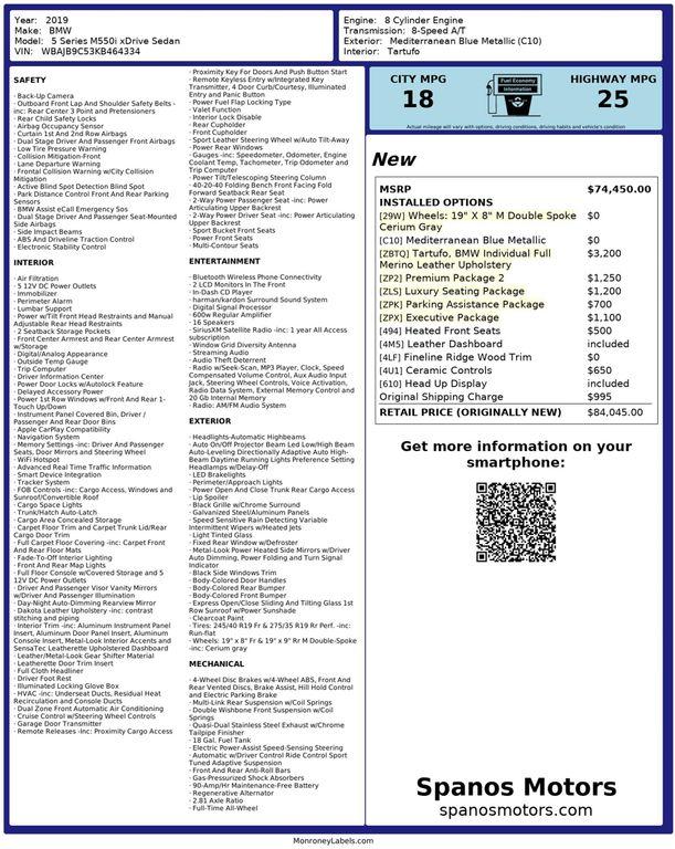 used 2019 BMW M550 car, priced at $33,890