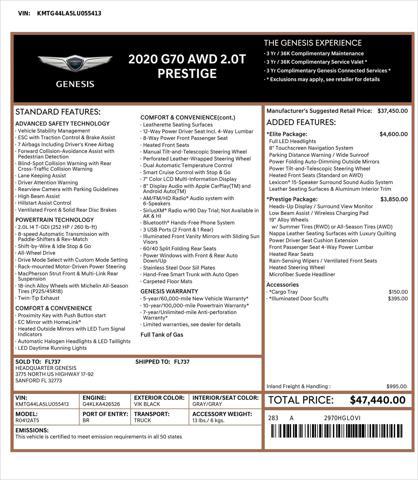 used 2020 Genesis G70 car, priced at $32,950