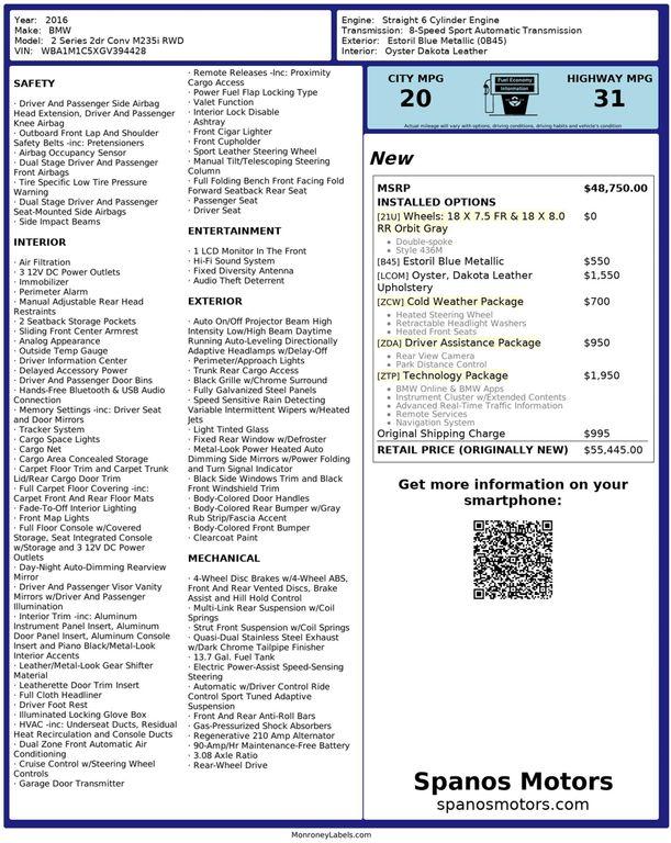 used 2016 BMW M2 car, priced at $19,950