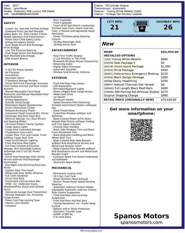 used 2017 Land Rover Discovery car, priced at $23,950