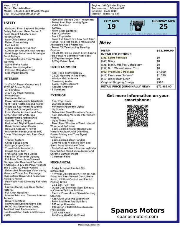 used 2017 Mercedes-Benz E-Class car, priced at $28,950