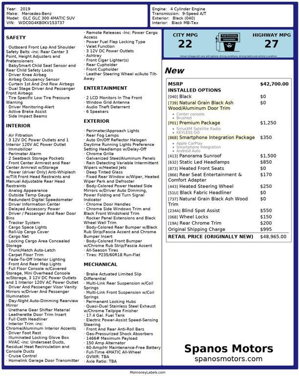 used 2019 Mercedes-Benz GLC 300 car, priced at $21,750