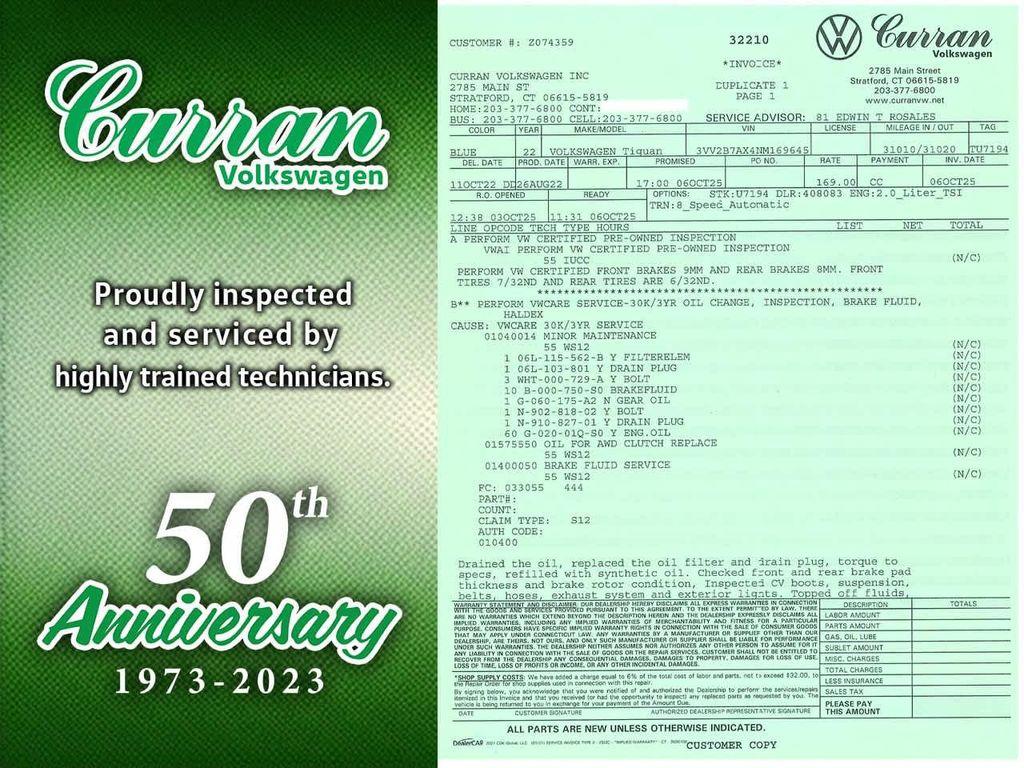 used 2022 Volkswagen Tiguan car, priced at $23,826