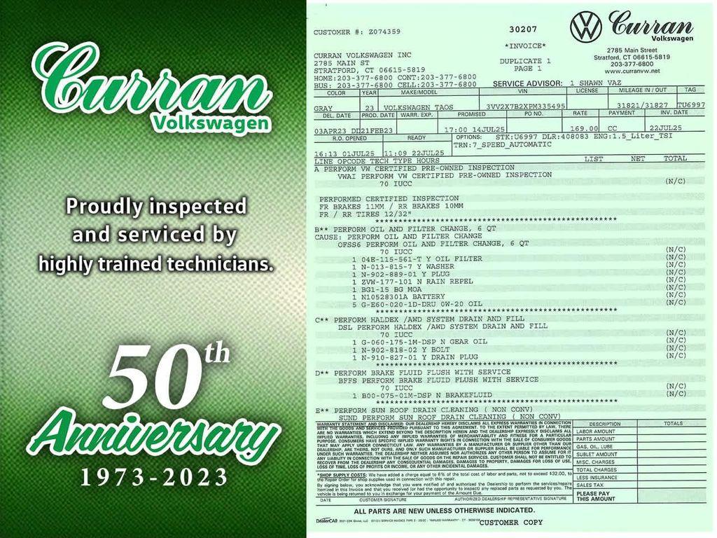 used 2023 Volkswagen Taos car, priced at $25,205