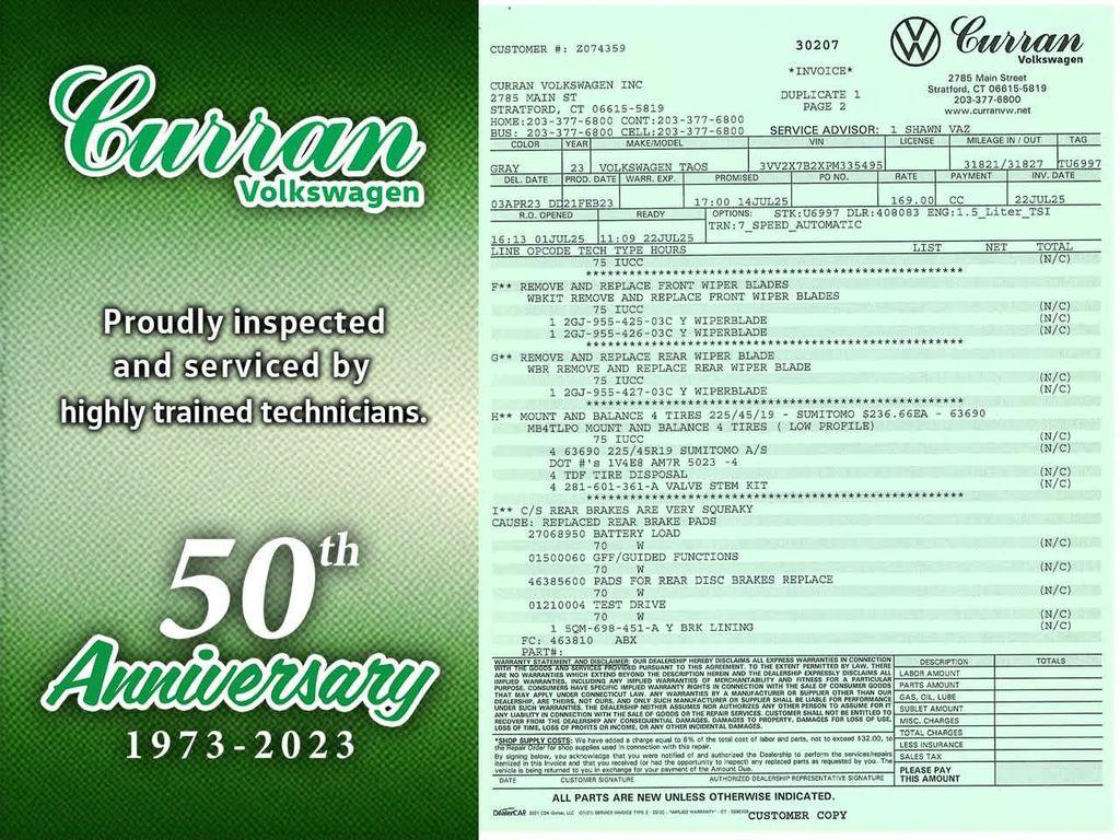used 2023 Volkswagen Taos car, priced at $25,205