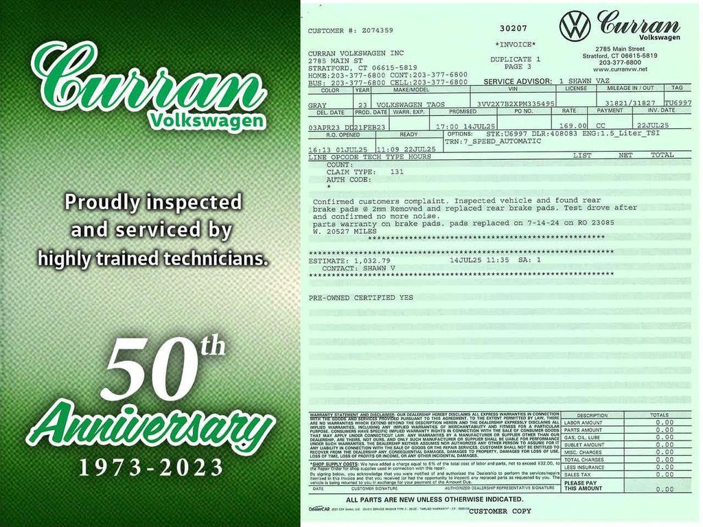 used 2023 Volkswagen Taos car, priced at $25,205