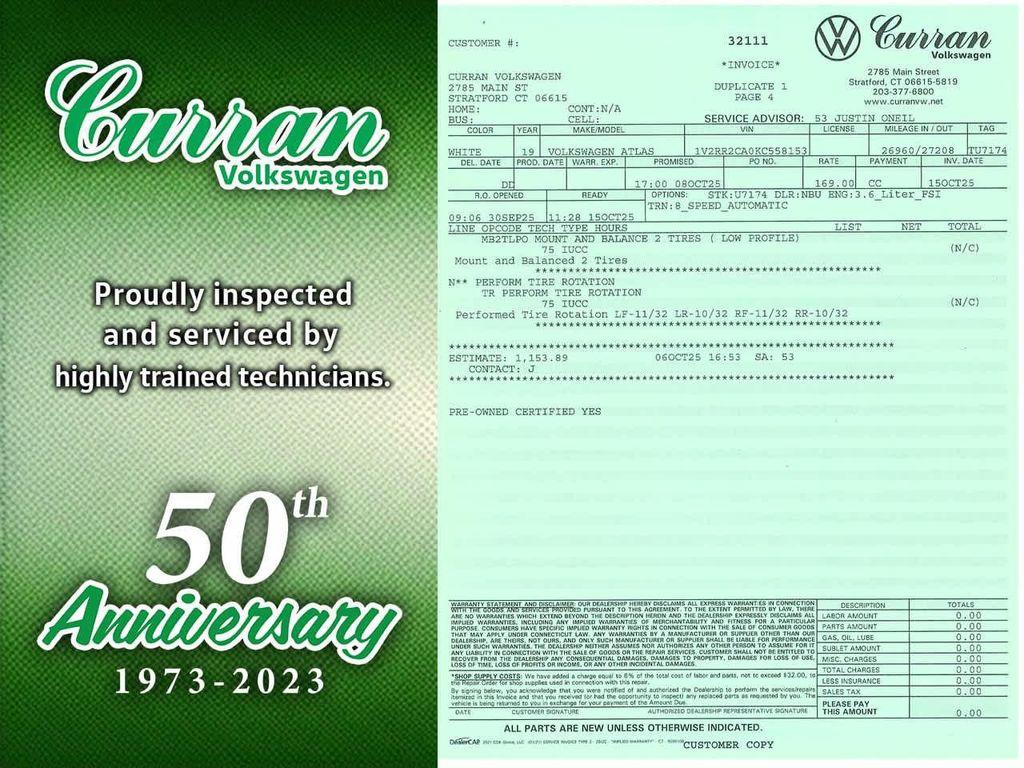 used 2019 Volkswagen Atlas car, priced at $27,362