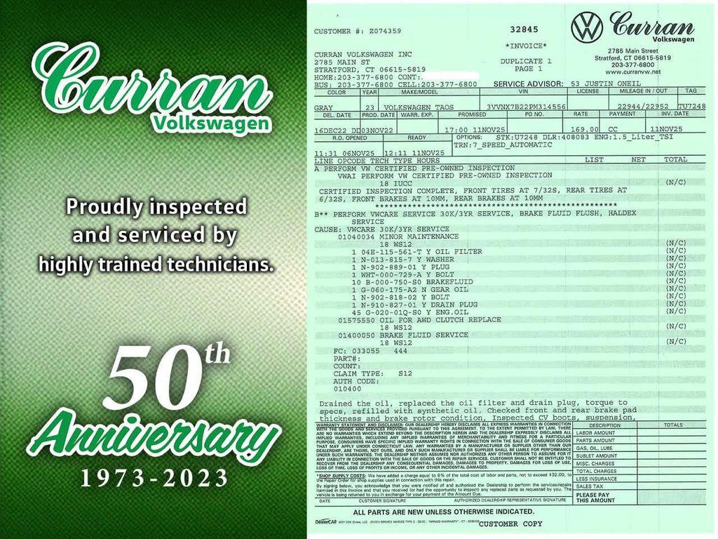 used 2023 Volkswagen Taos car, priced at $23,161