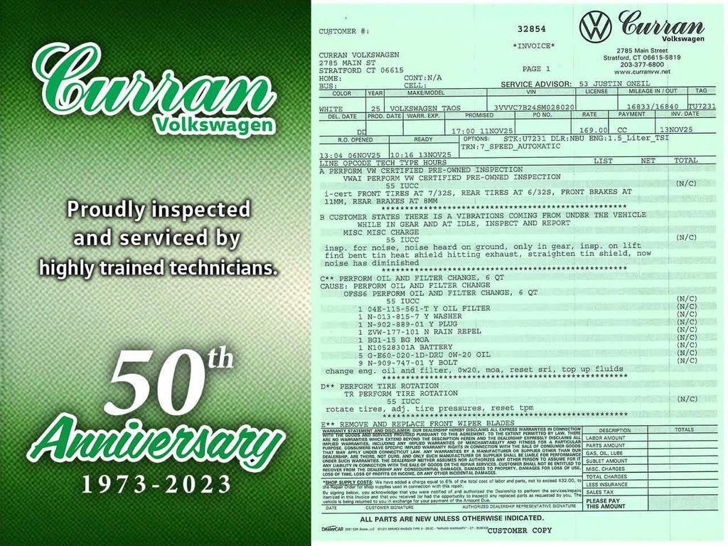 used 2025 Volkswagen Taos car, priced at $27,400