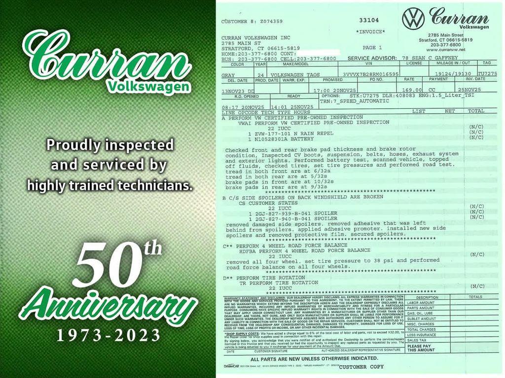 used 2024 Volkswagen Taos car, priced at $24,400