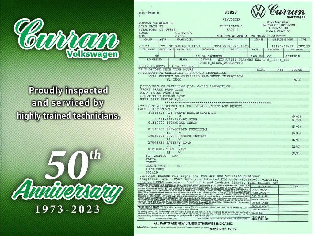used 2022 Volkswagen Taos car, priced at $18,638