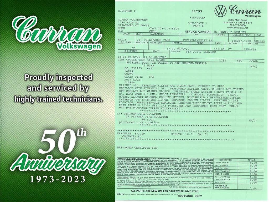 used 2024 Volkswagen Taos car, priced at $21,900