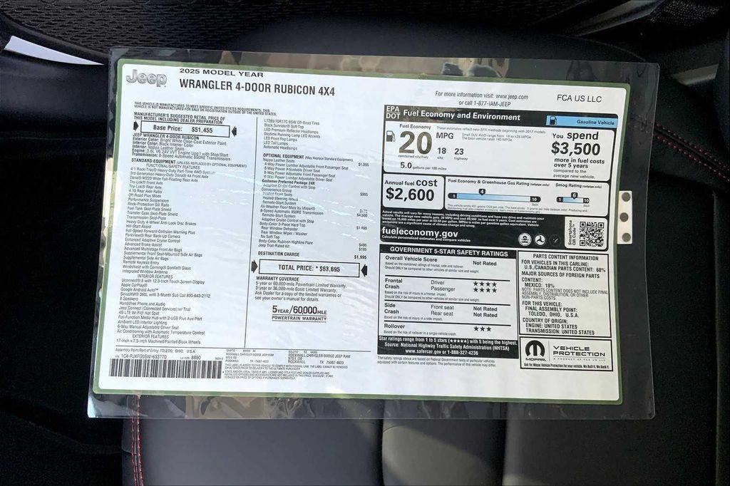 new 2025 Jeep Wrangler car, priced at $59,873