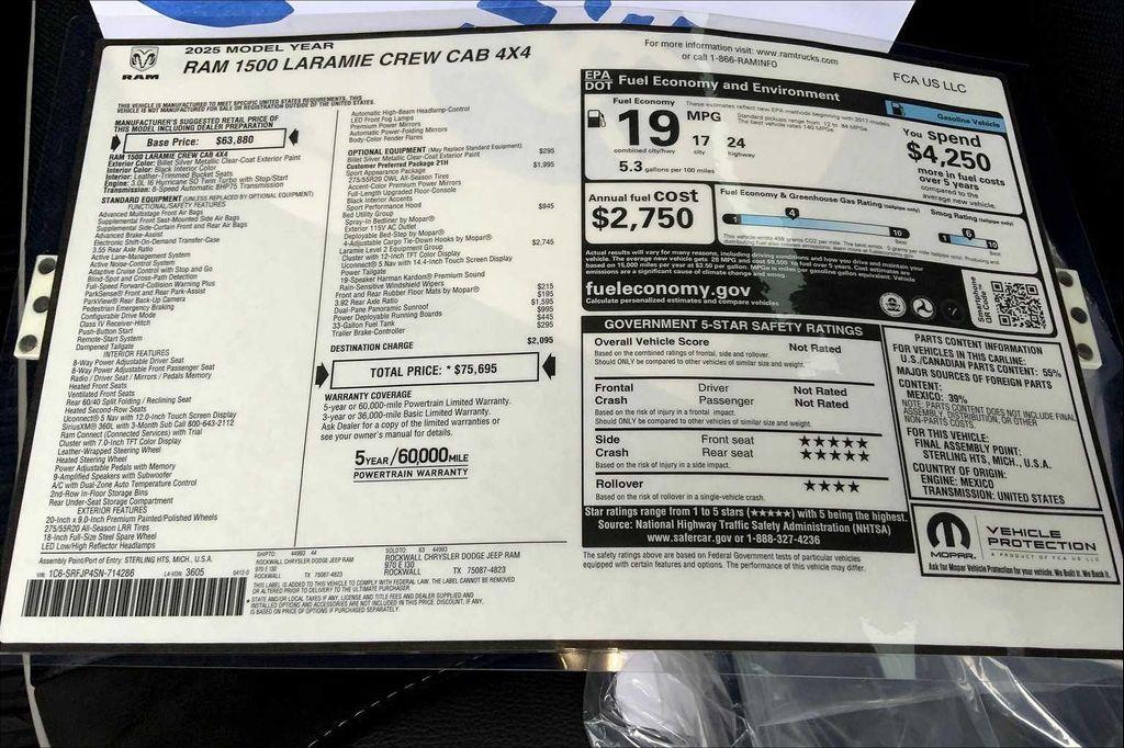 new 2025 Ram 1500 car, priced at $68,126