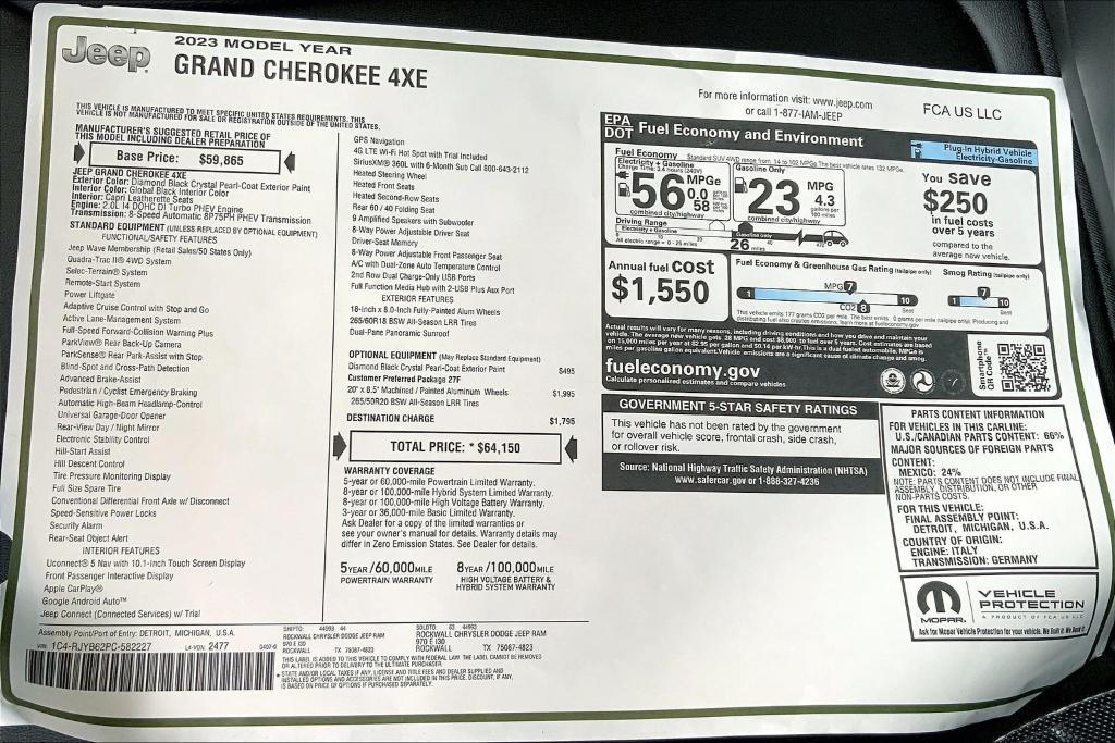 new 2023 Jeep Grand Cherokee 4xe car, priced at $55,452