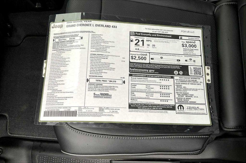 new 2025 Jeep Grand Cherokee L car, priced at $59,864