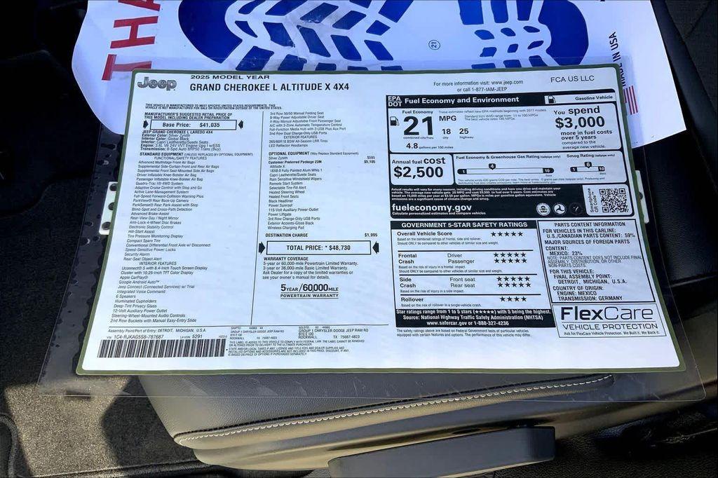 new 2025 Jeep Grand Cherokee L car, priced at $46,294