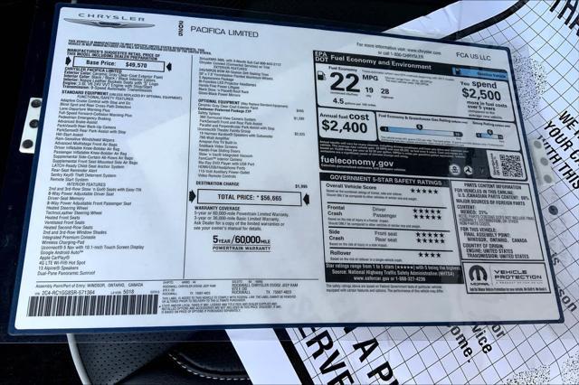 new 2025 Chrysler Pacifica car, priced at $53,832