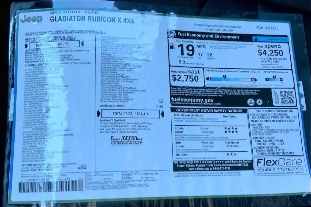 new 2025 Jeep Gladiator car, priced at $61,194