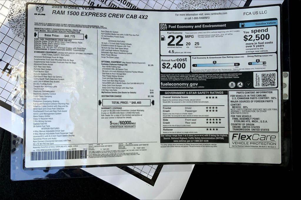new 2025 Ram 1500 car, priced at $44,588