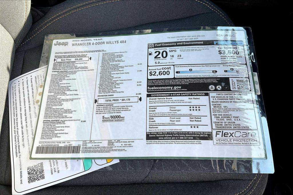 new 2025 Jeep Wrangler car, priced at $61,175