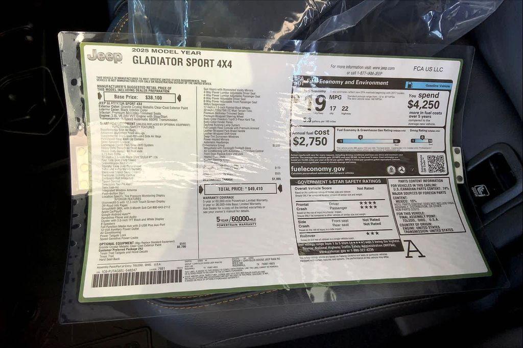 new 2025 Jeep Gladiator car, priced at $46,940