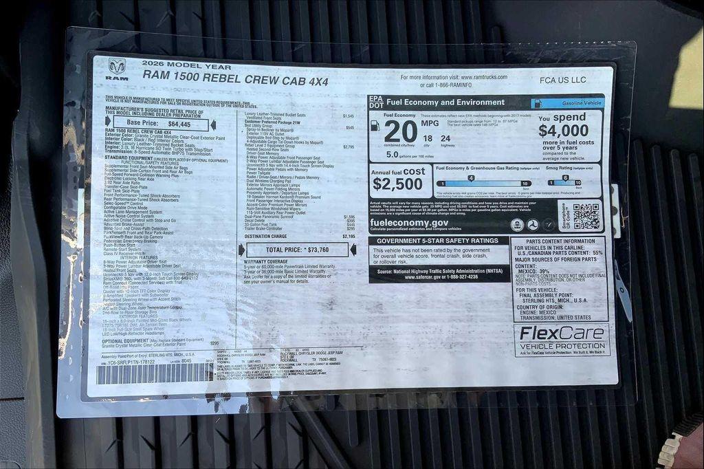 new 2026 Ram 1500 car, priced at $68,597