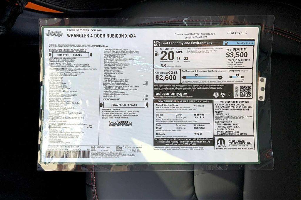 new 2025 Jeep Wrangler car, priced at $72,255