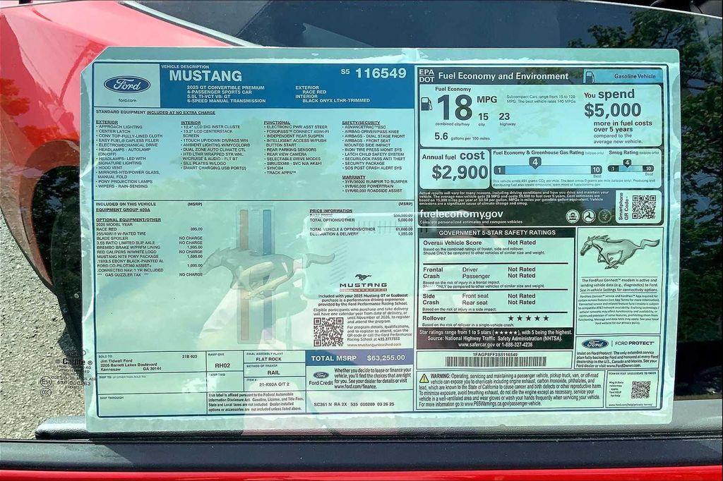 new 2025 Ford Mustang car, priced at $57,929