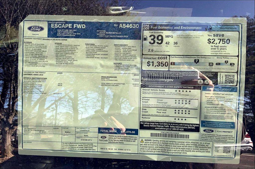 new 2025 Ford Escape car, priced at $33,900