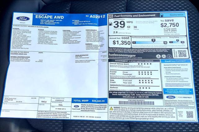 new 2025 Ford Escape car, priced at $36,080