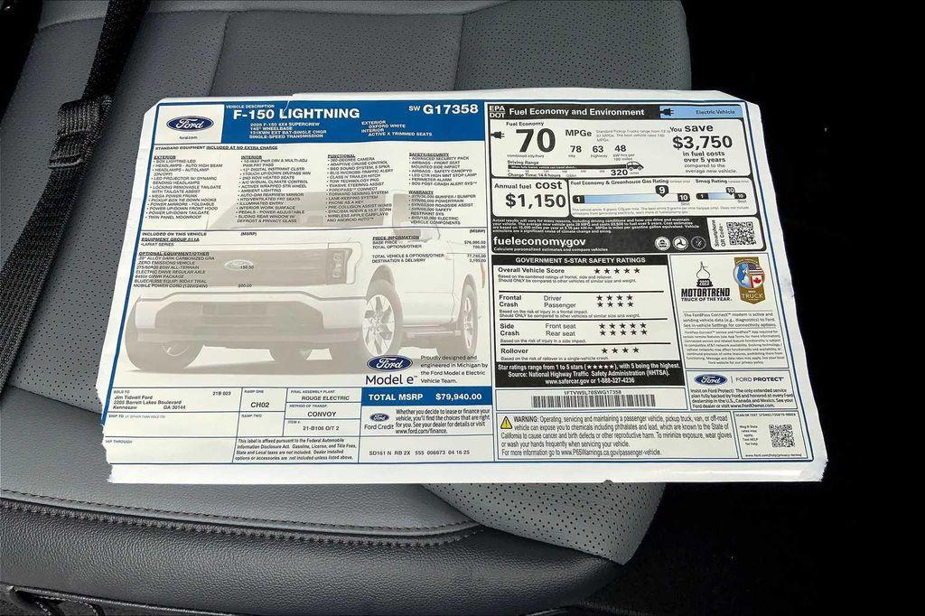 new 2025 Ford F-150 Lightning car, priced at $73,940