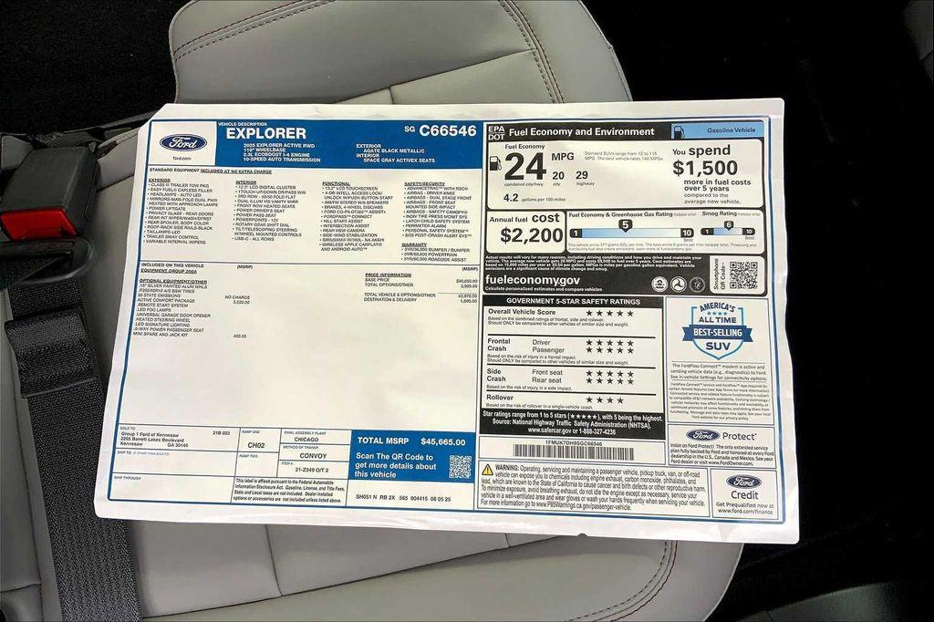 new 2025 Ford Explorer car, priced at $45,665