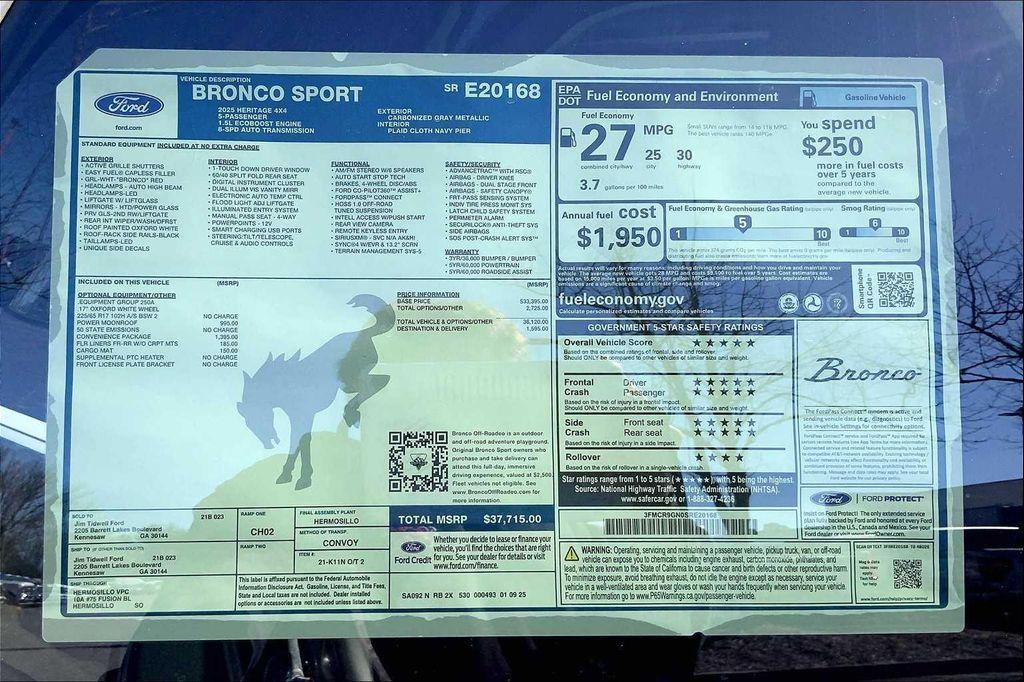 new 2025 Ford Bronco Sport car, priced at $32,715