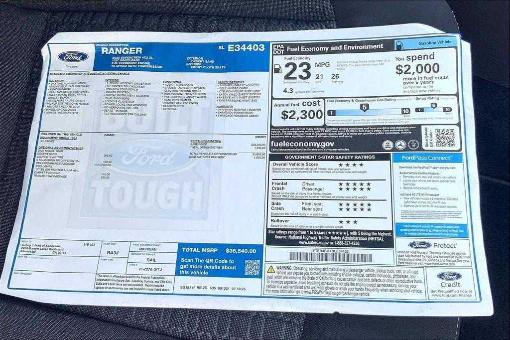 new 2025 Ford Ranger car, priced at $36,540