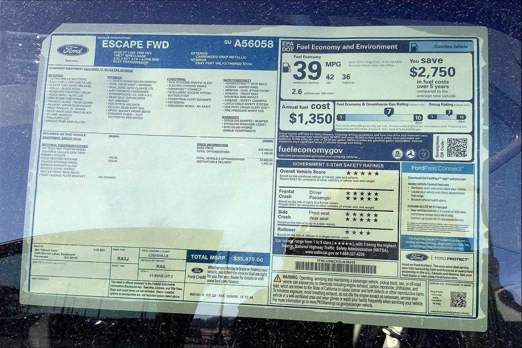 new 2025 Ford Escape car, priced at $32,900