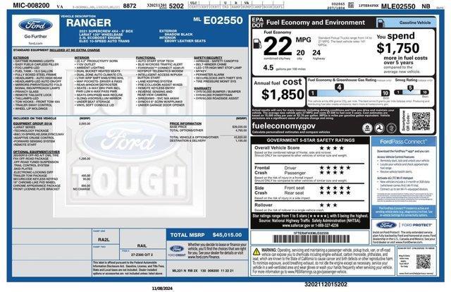 used 2021 Ford Ranger car, priced at $32,950